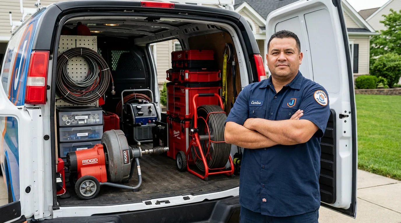 Professional drain cleaning equipment and Johns Plumbing LLC plumber in Fall Branch
