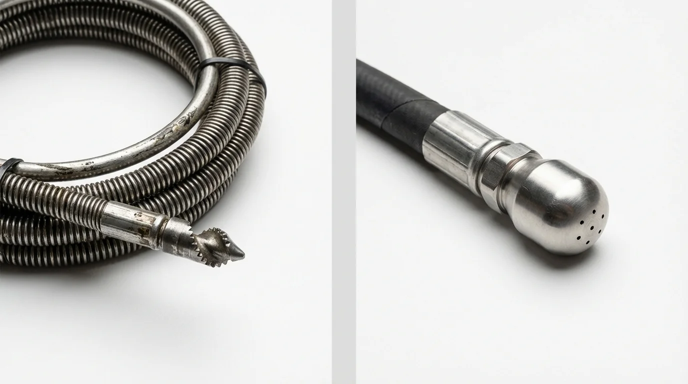 Drain snake cable and hydro jetting nozzle used for drain cleaning in Fall Branch, TN