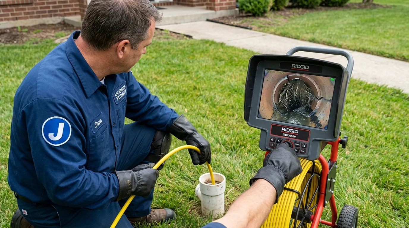 Sewer camera inspection being performed by Johns Plumbing LLC in Fall Branch