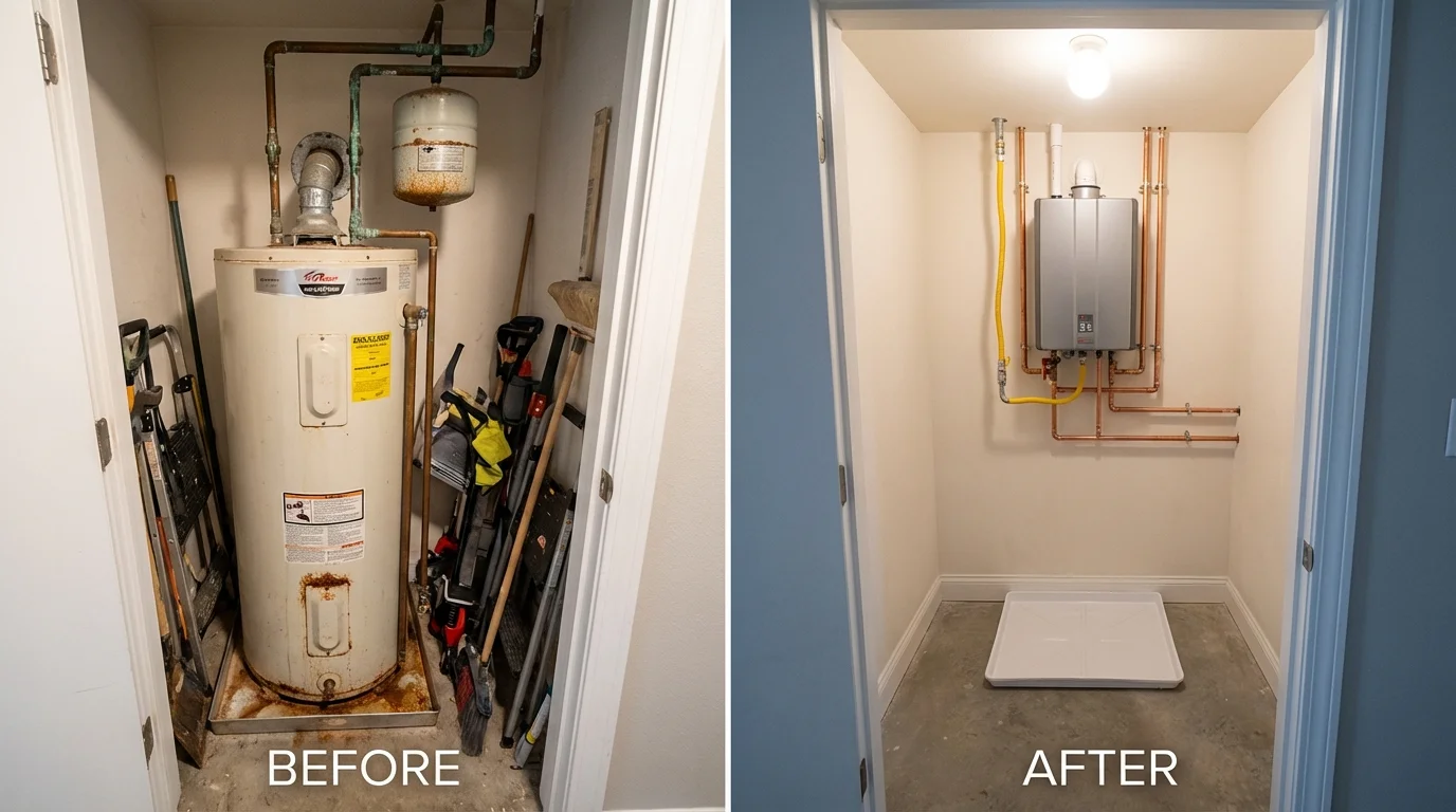 Tank water heater versus wall-mounted tankless unit comparison for Fall Branch, TN homeowners